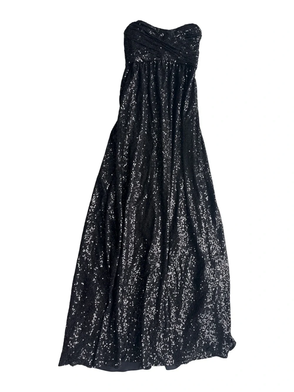 Amsale Formal Gown Black Sequins Strapless Dress